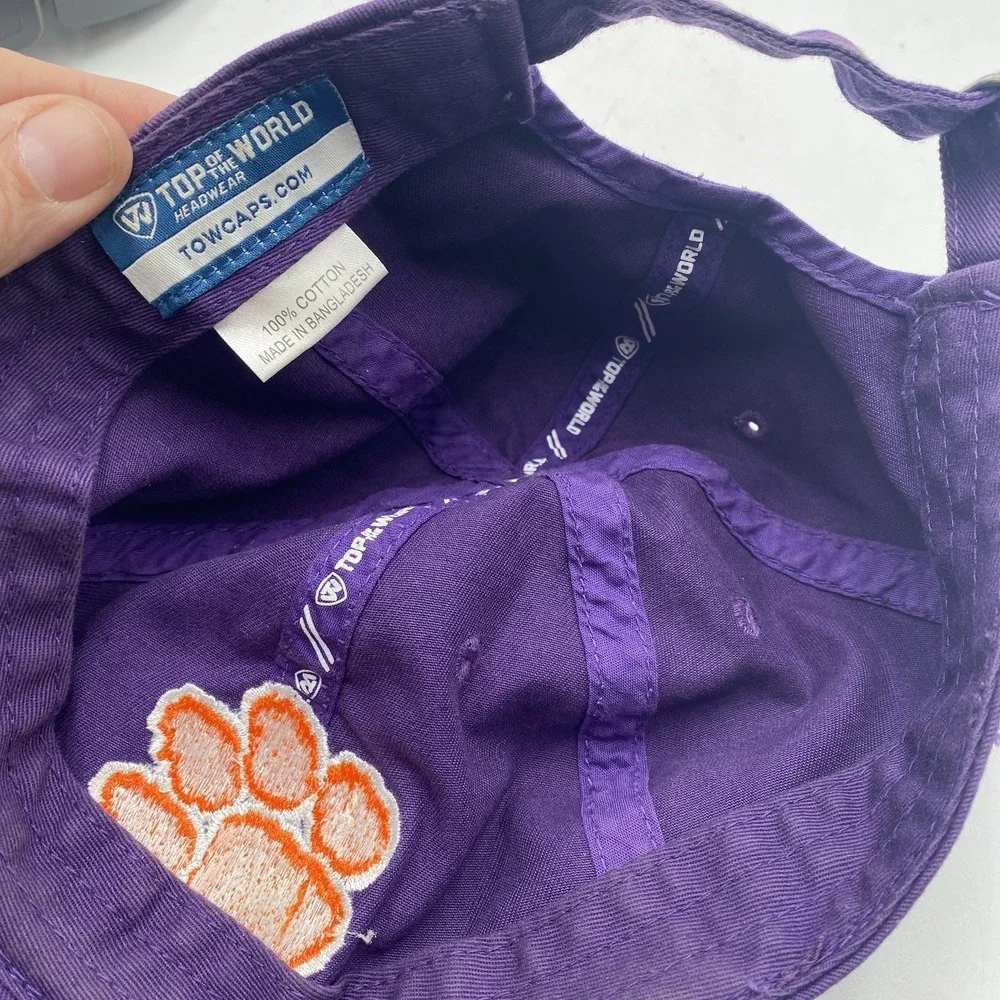 Clemson Tigers Hat Paw‎ Purple Cotton Clean Up Strapback Top Of World Slouch Dad